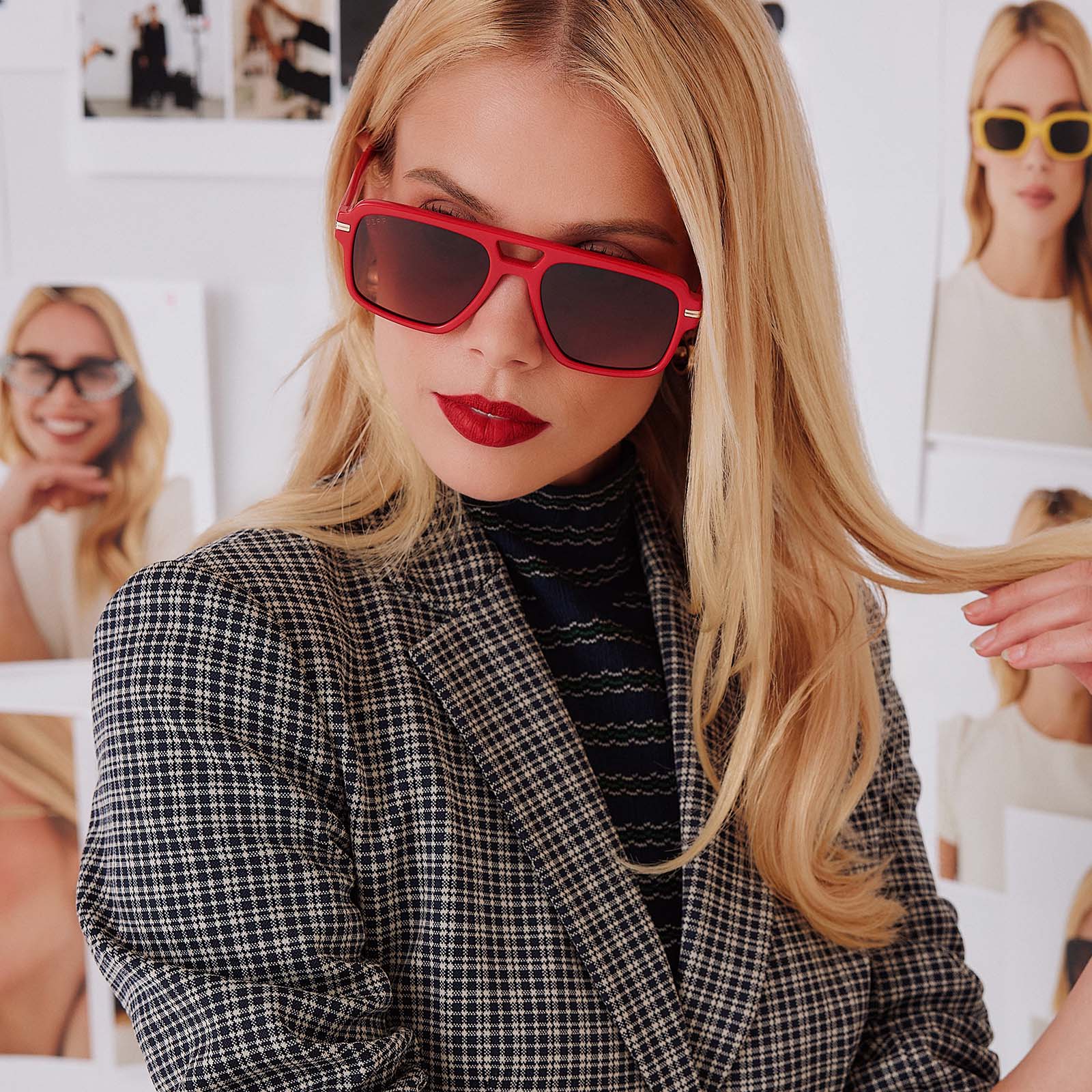 JULIEN NAVIGATOR - ROUGE VOGUE + WARM BROWN GRADIENT SUNGLASSES - Image 8