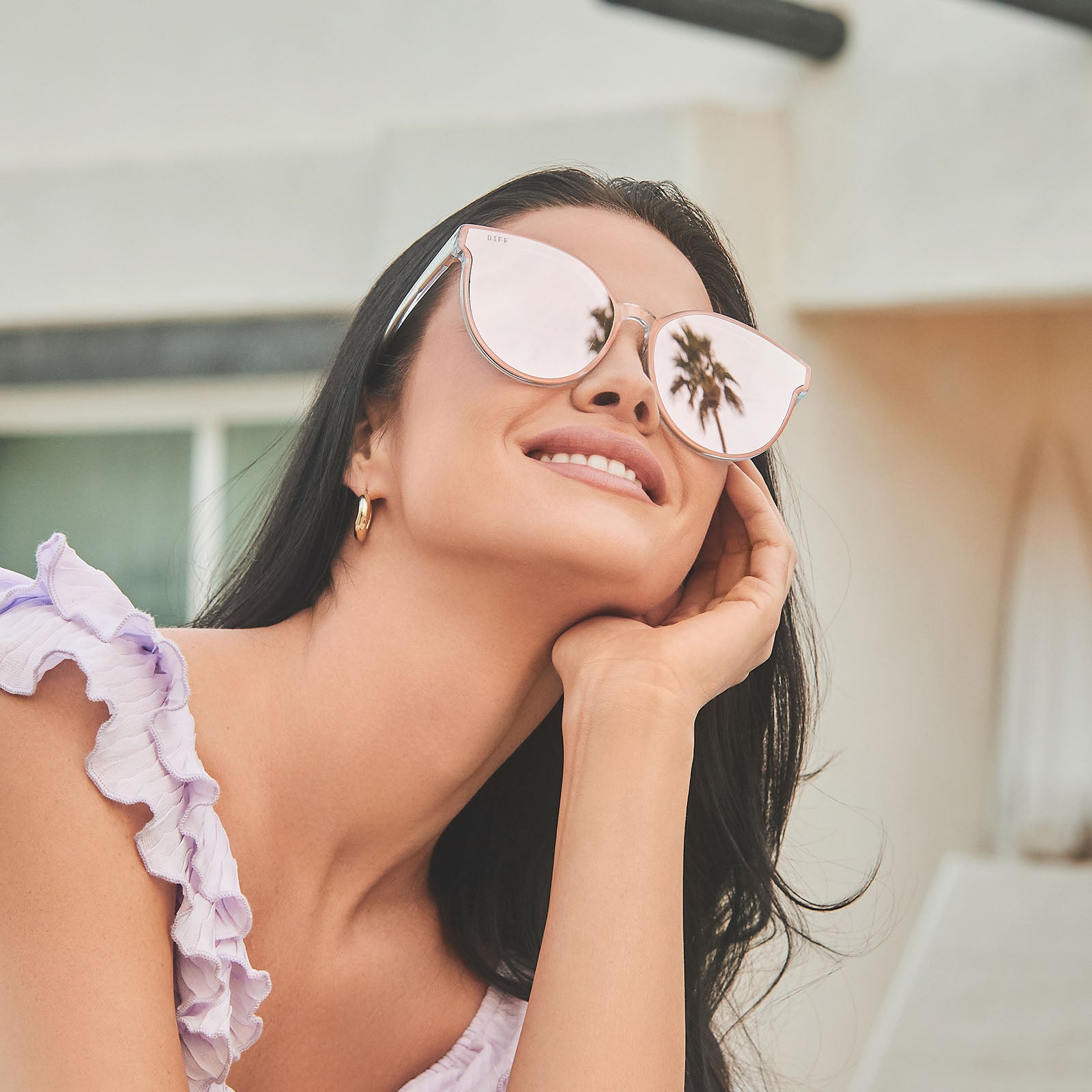 GEMMA - OPALESCENT PINK + CHERRY BLOSSOM MIRROR SUNGLASSES - Image 6