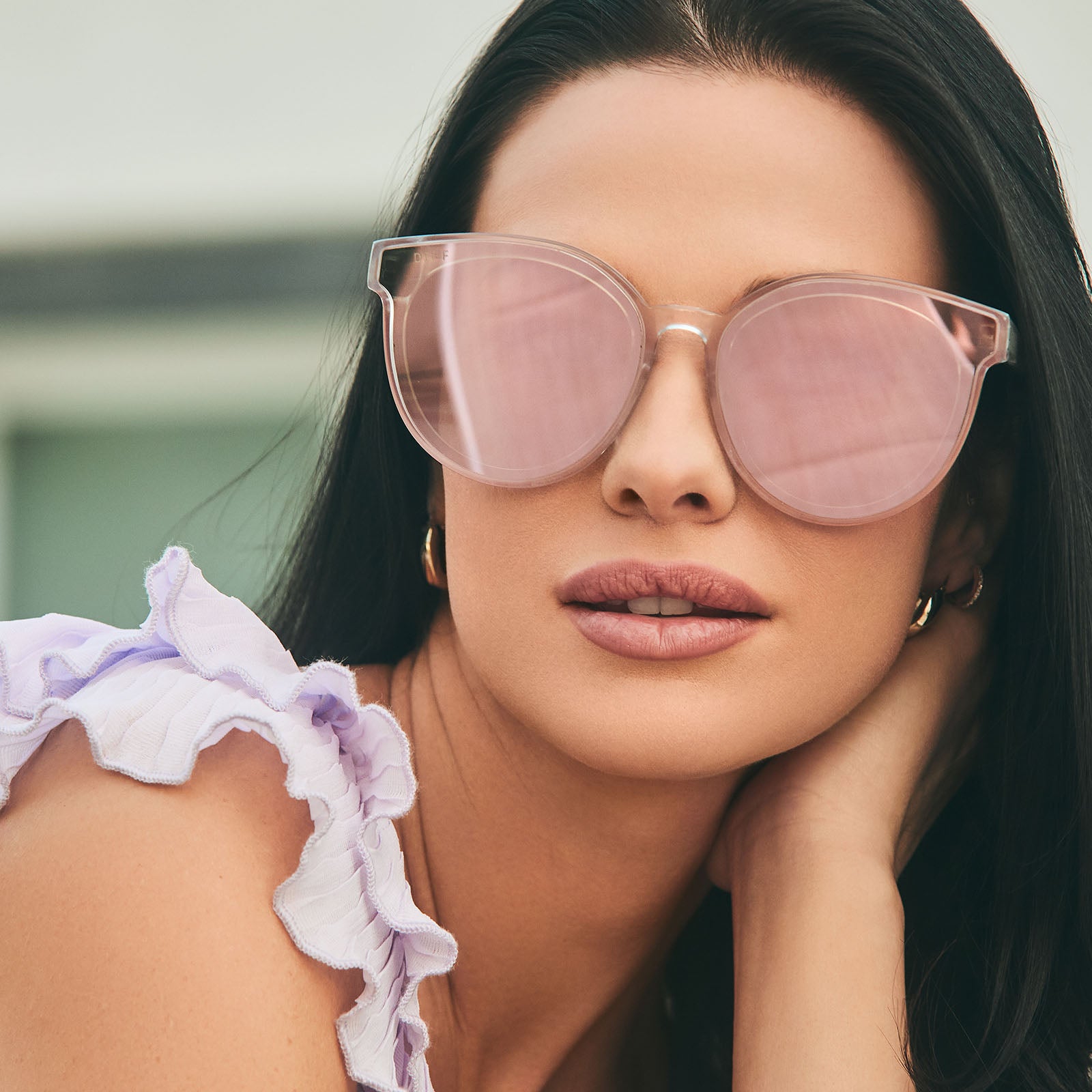 GEMMA - OPALESCENT PINK + CHERRY BLOSSOM MIRROR SUNGLASSES - Image 5