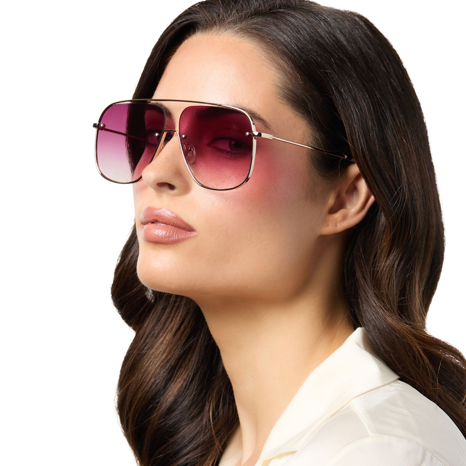 CYNTHIA - GOLD + BORDEAUX TEMPLE TIPS + WINE GRADIENT + POLARIZED SUNGLASSES - Image 8
