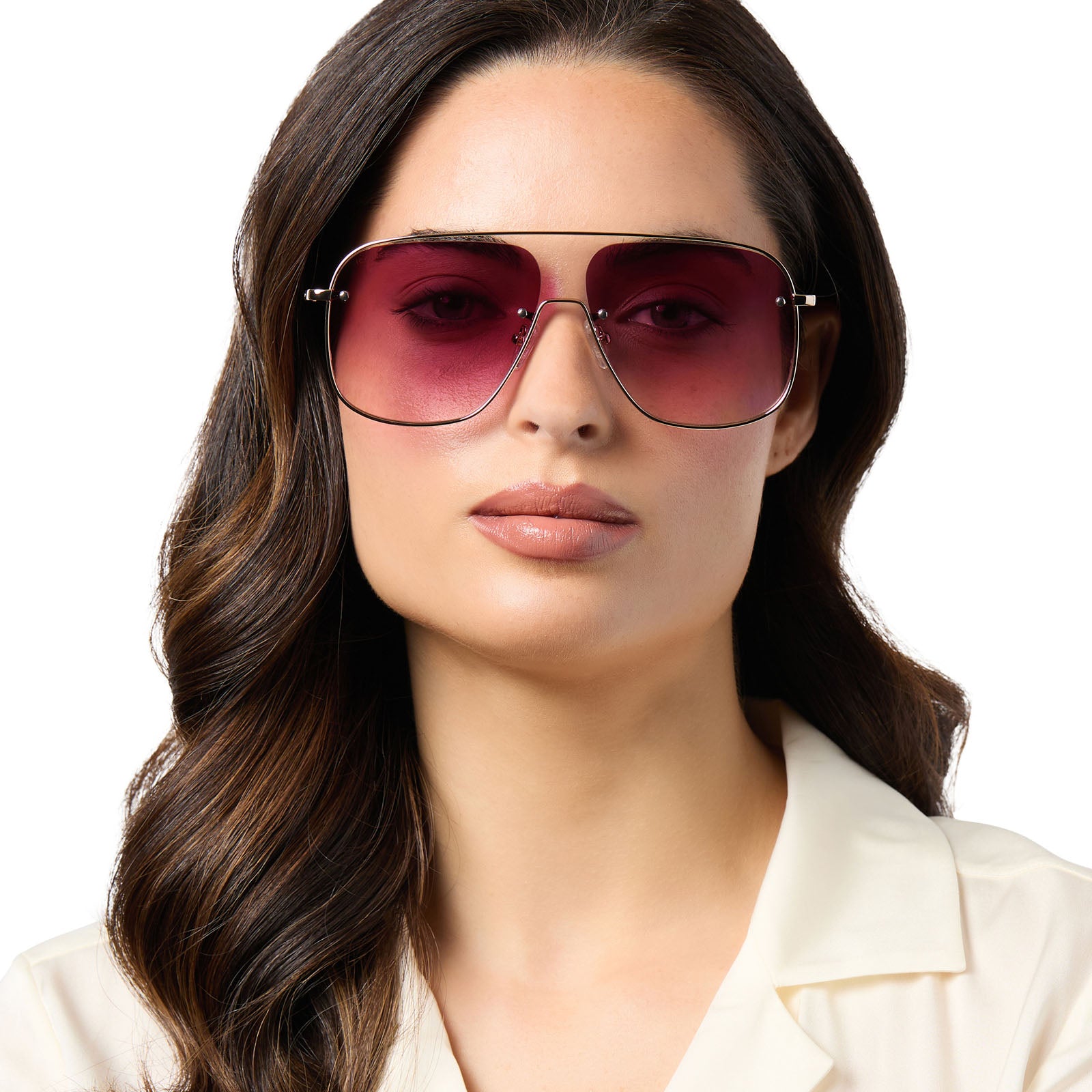 CYNTHIA - GOLD + BORDEAUX TEMPLE TIPS + WINE GRADIENT + POLARIZED SUNGLASSES - Image 6