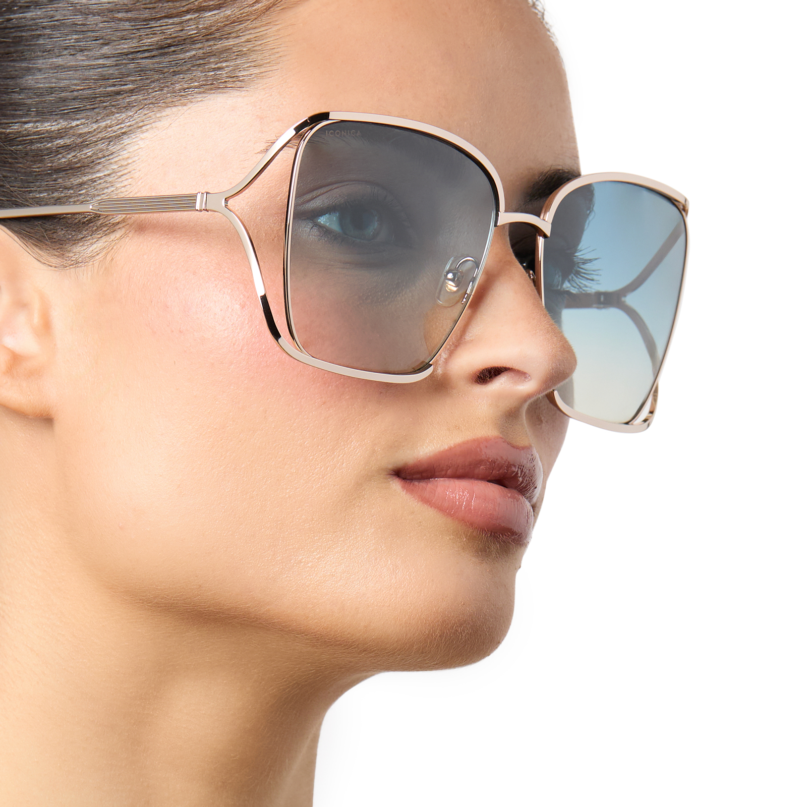 FRANCESCA - CHAMPAGNE + PARADISO BLUE + POLARIZED SUNGLASSES - Image 6