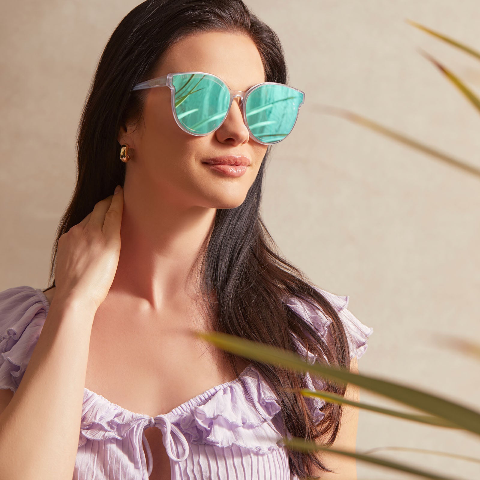 GEMMA - OPALESCENT TURQUOISE + TURQUOISE ICE MIRROR SUNGLASSES - Image 6