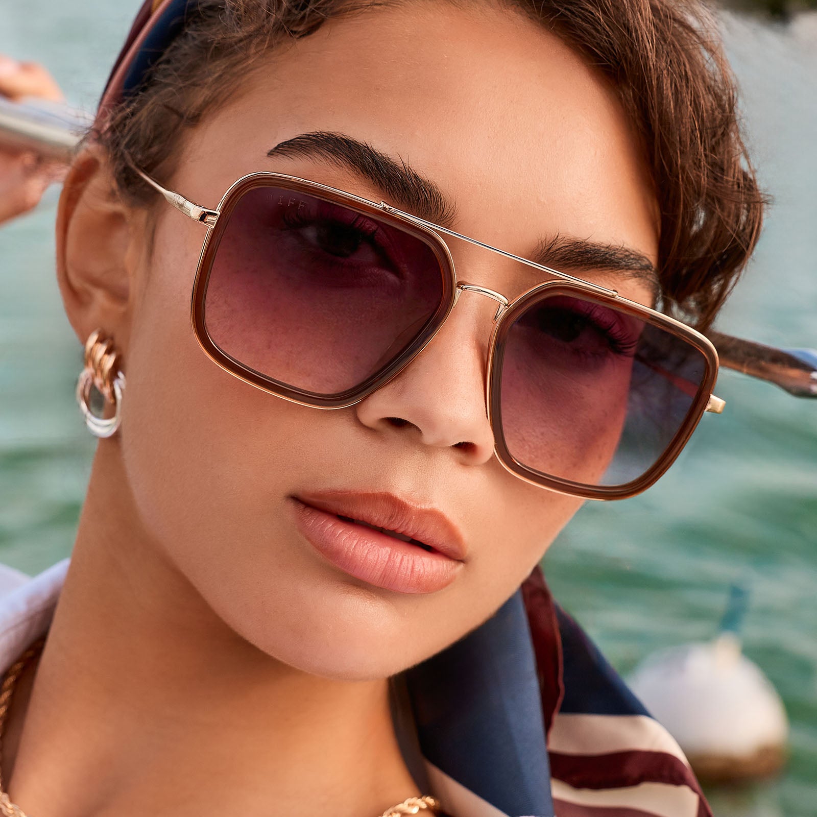 JORDAN - WHISKEY + GOLD + GREY GRADIENT SUNGLASSES - Image 5