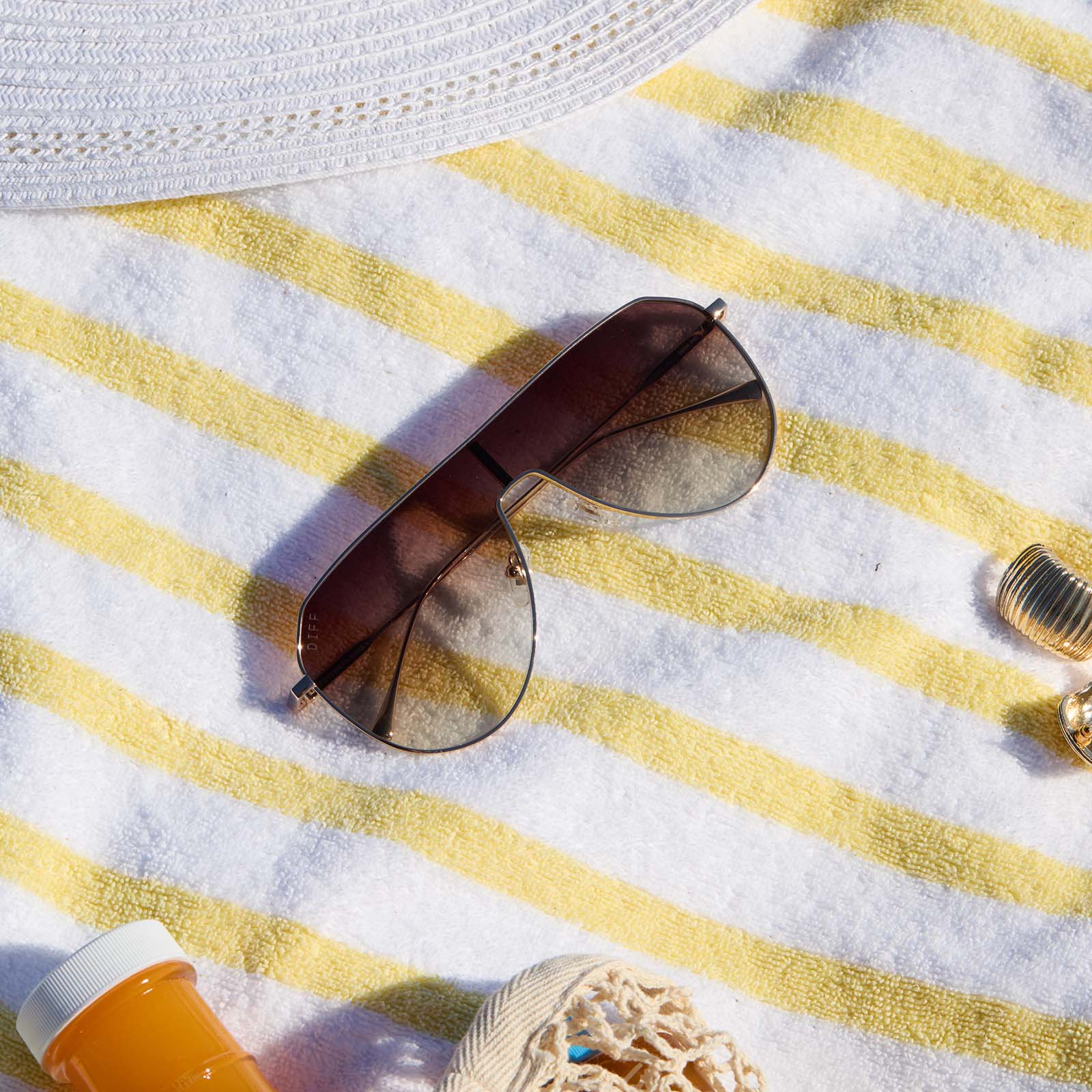 DASH SHIELD - GOLD + BROWN GRADIENT SUNGLASSES - Image 11