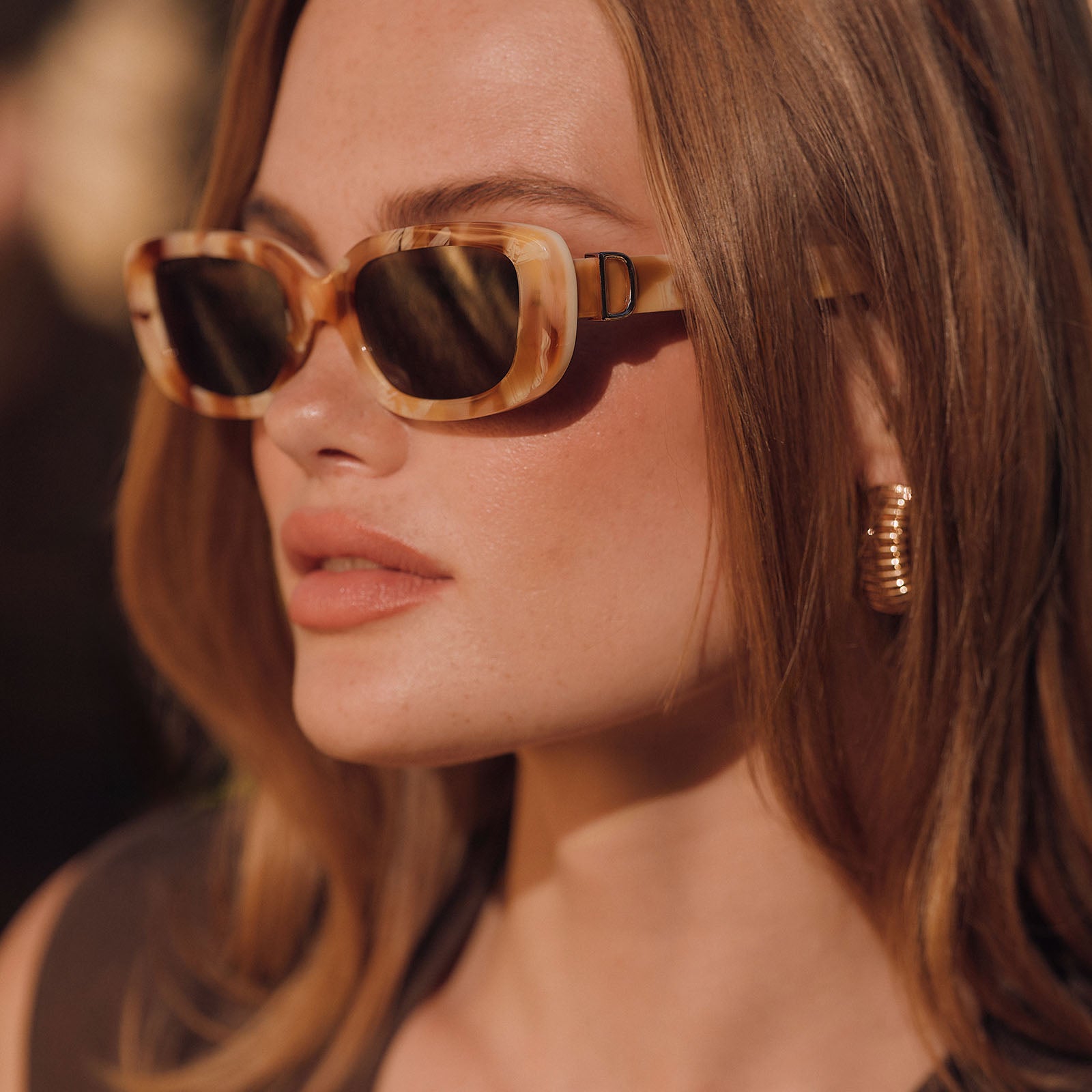 DAPHNE - GILDED TORTOISE + COURTSIDE IVORY + BROWN + POLARIZED SUNGLASSES - Image 6