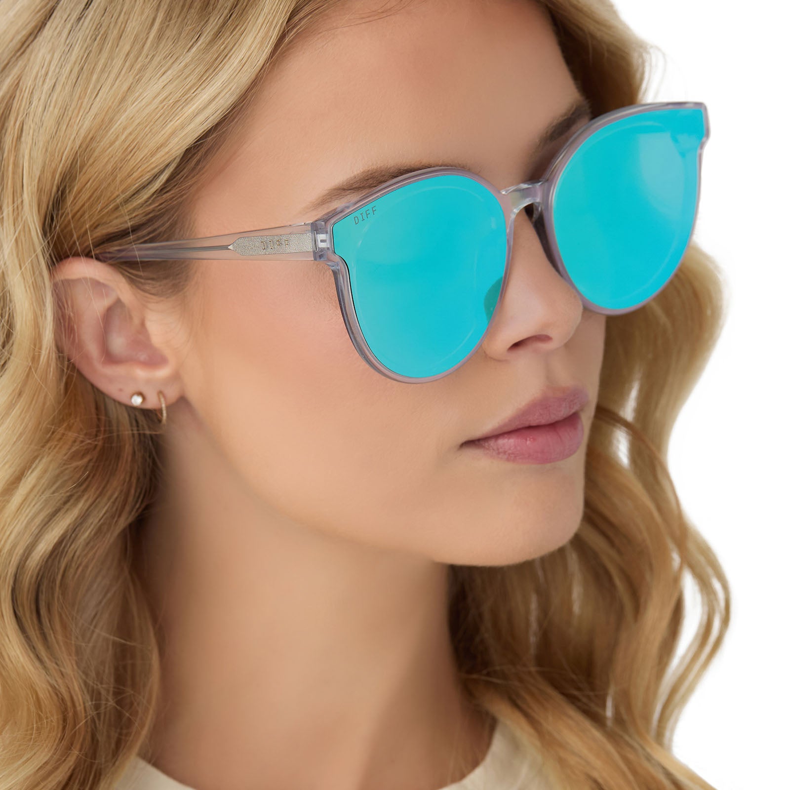 GEMMA - OPALESCENT TURQUOISE + TURQUOISE ICE MIRROR SUNGLASSES - Image 7