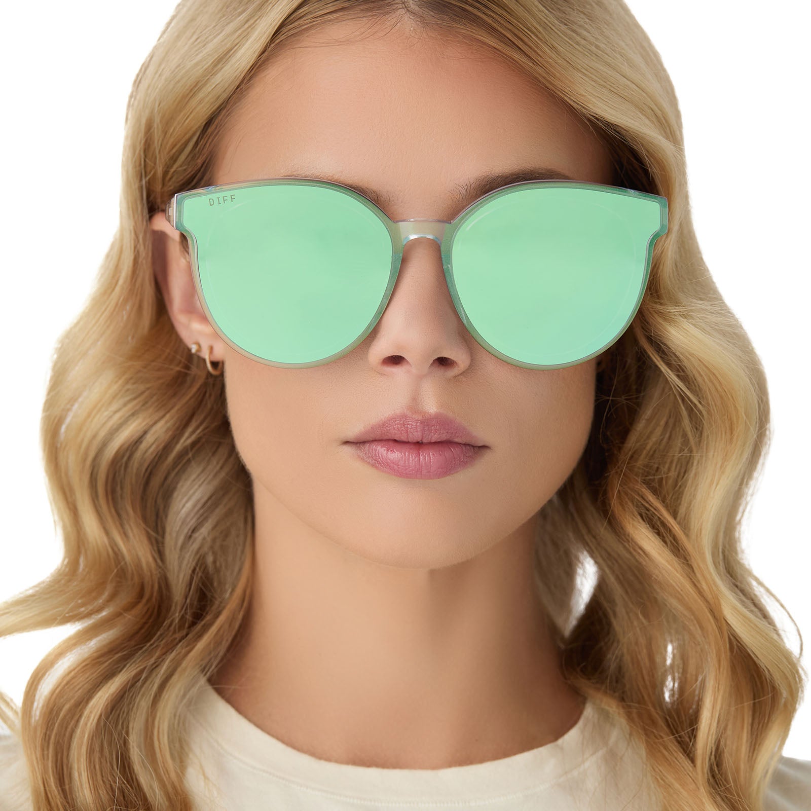GEMMA - OPALESCENT TURQUOISE + TURQUOISE ICE MIRROR SUNGLASSES - Image 8