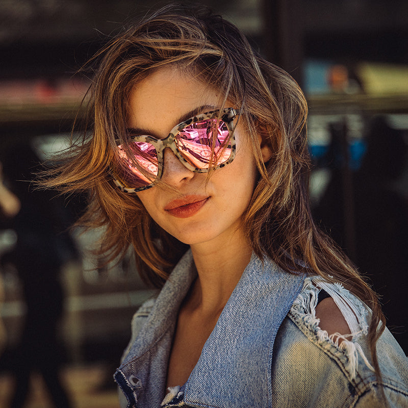 BELLA - CREAM TORTOISE + PINK MIRROR SUNGLASSES - Image 8