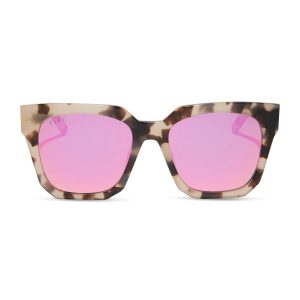 ARIANA - CREAM TORTOISE + PINK MIRROR SUNGLASSES