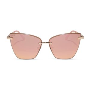 BECKY V - GOLD + PEACH MIRROR SUNGLASSES