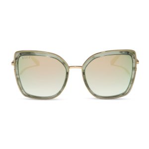 CLARISSE - GOLD + COOL MATCHA MIRROR SUNGLASSES