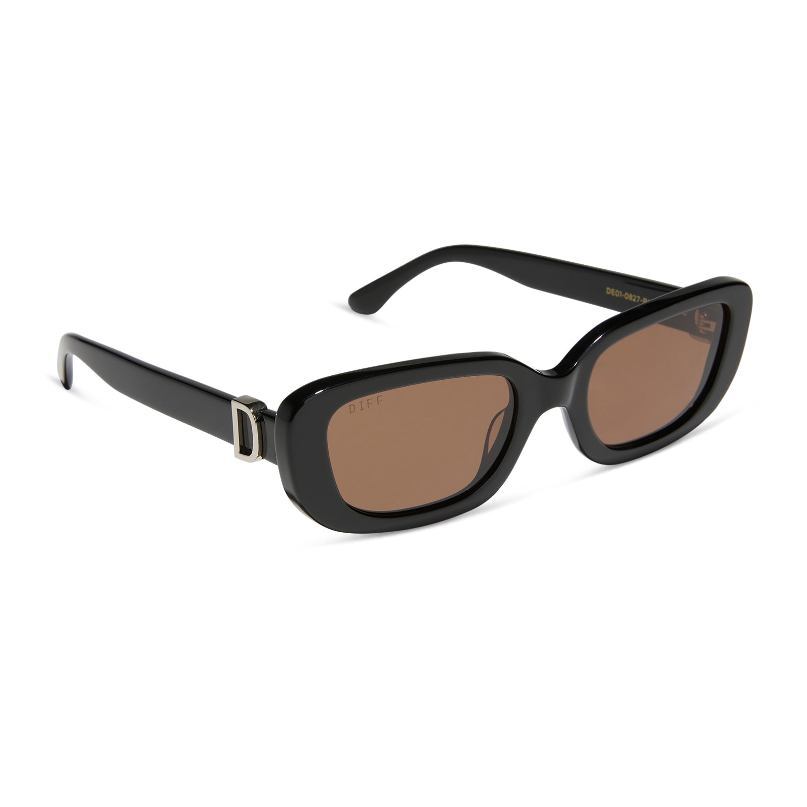 DAPHNE - BLACK + SILVER METAL + BROWN SUNGLASSES