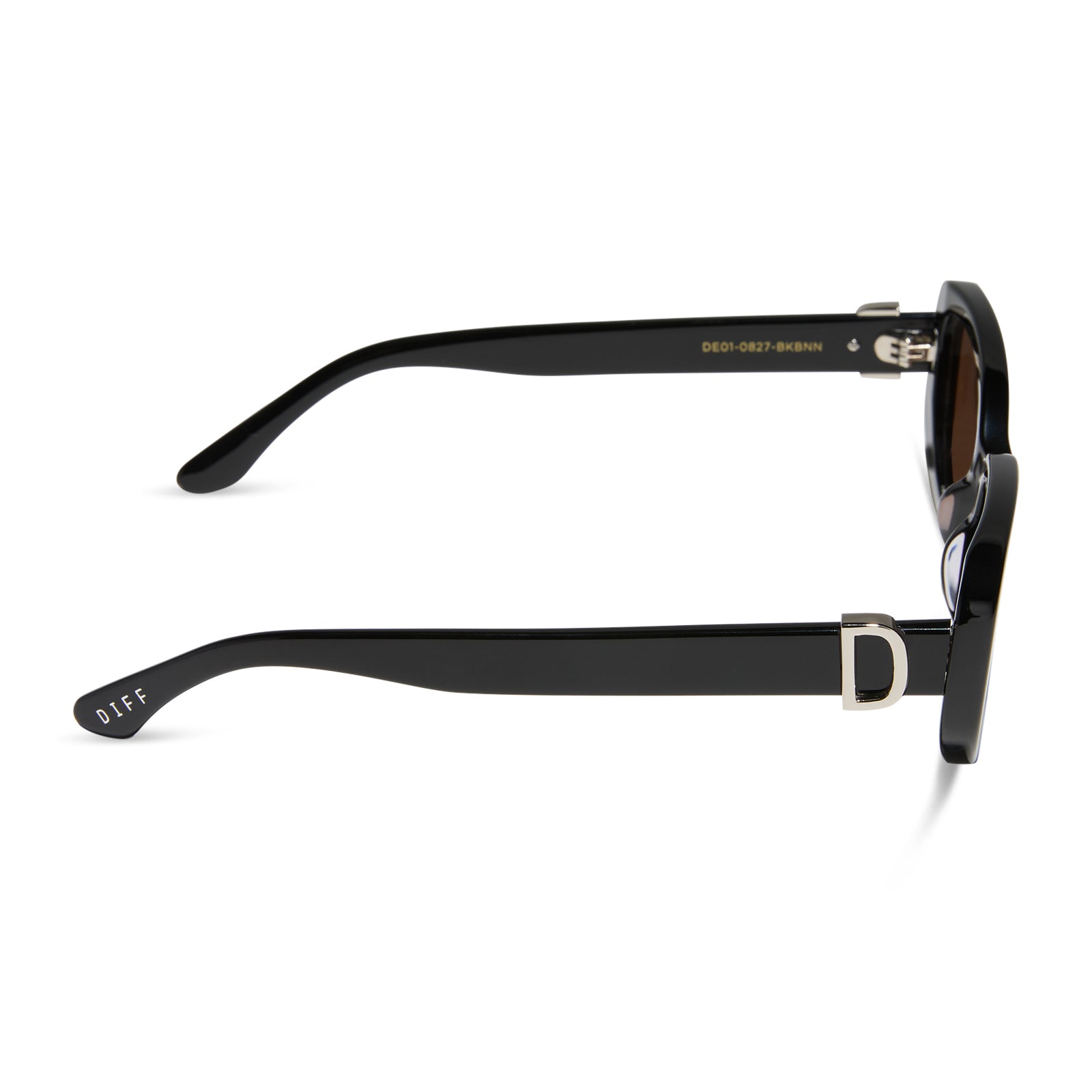 DAPHNE - BLACK + SILVER METAL + BROWN SUNGLASSES - Image 3