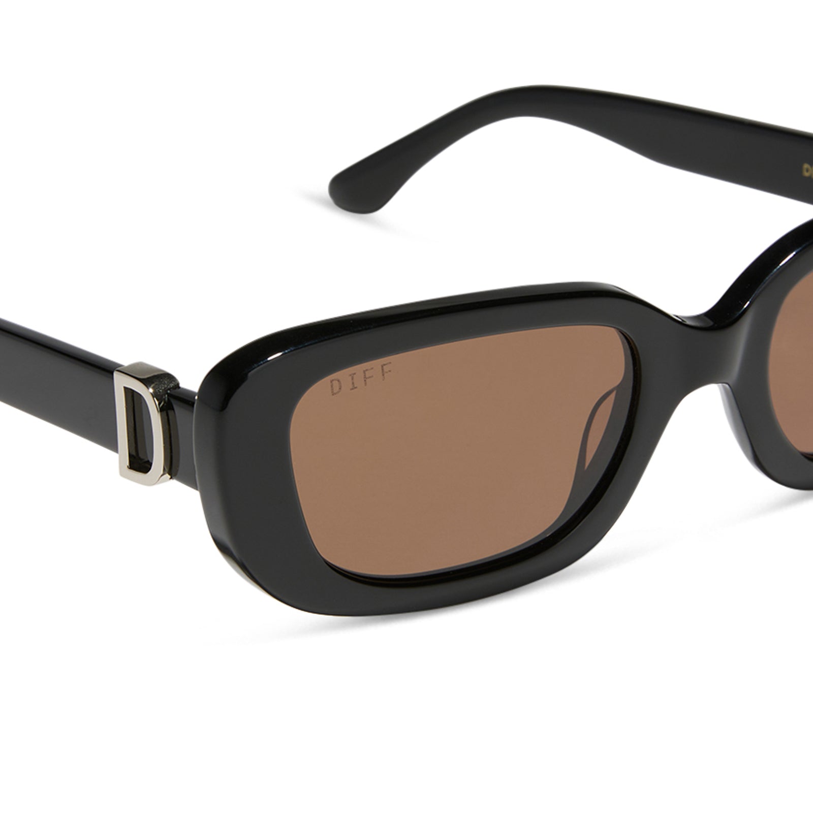DAPHNE - BLACK + SILVER METAL + BROWN SUNGLASSES - Image 4