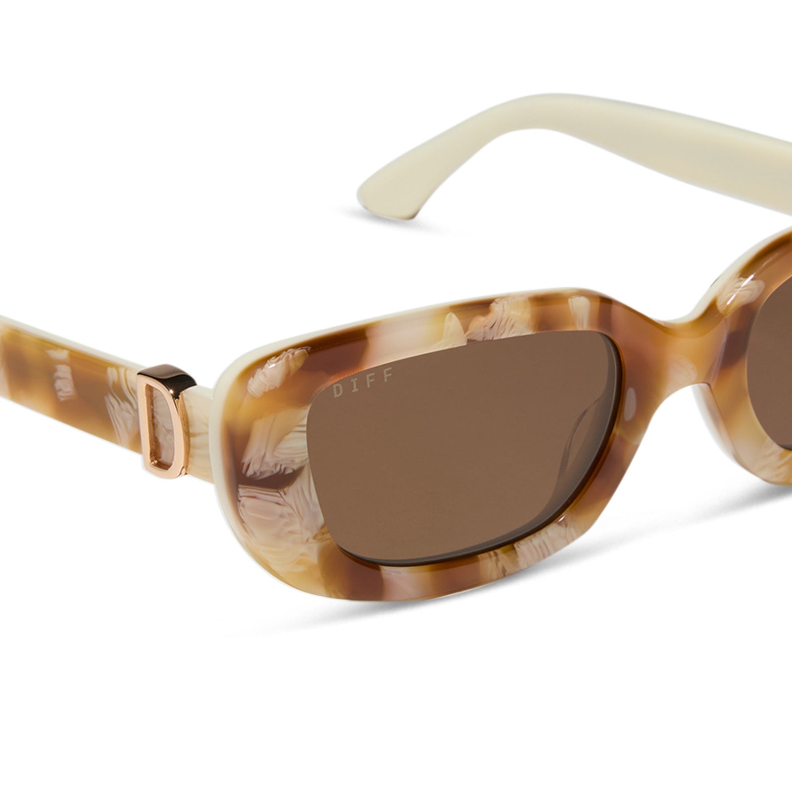 DAPHNE - GILDED TORTOISE + COURTSIDE IVORY + BROWN + POLARIZED SUNGLASSES - Image 4