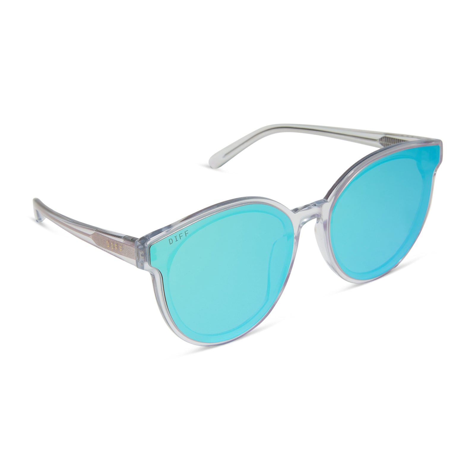 GEMMA - OPALESCENT TURQUOISE + TURQUOISE ICE MIRROR SUNGLASSES - Image 2