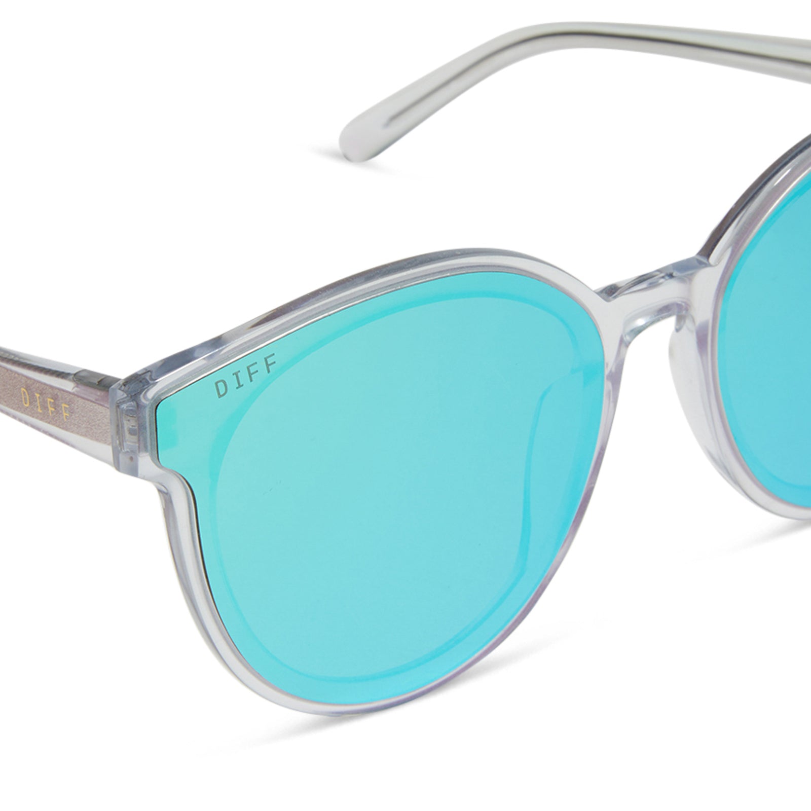 GEMMA - OPALESCENT TURQUOISE + TURQUOISE ICE MIRROR SUNGLASSES - Image 4