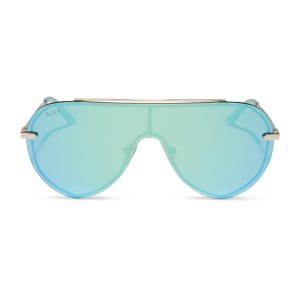 IMANI - GOLD + AQUATIC AWE MIRROR SUNGLASSES