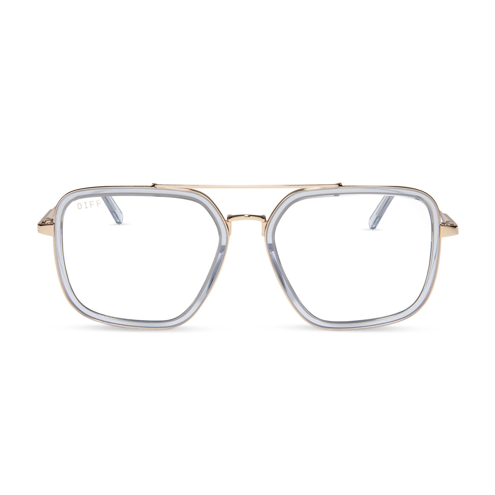 JORDAN - GOLD + CLEAR CRYSTAL TEMPLE TIPS + GLASSES