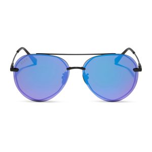 LENOX - MATTE BLACK + PURPLE MIRROR SUNGLASSES