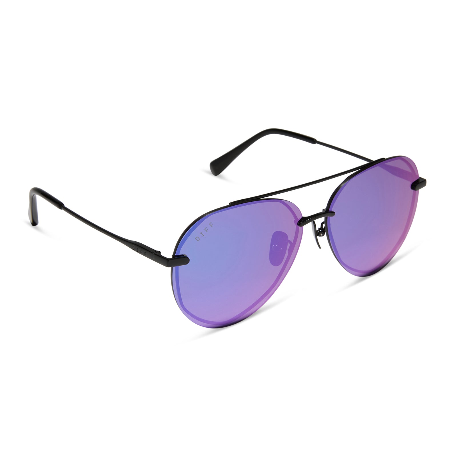 LENOX - MATTE BLACK + PURPLE MIRROR SUNGLASSES - Image 2