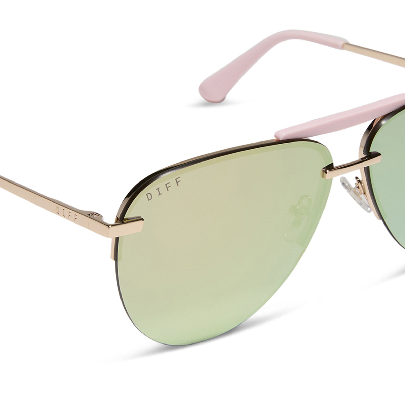 TAHOE - GOLD POWDER PINK + TAUPE MIRROR SUNGLASSES - Image 4