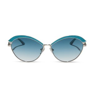 BIANCA BARCLAY - GLITTERY SIREN TEAL + SILVER + TEAL TO GREY SUNGLASSES