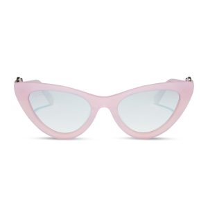 GLINDA UPLAND FOR GOOD - GLASSY PINK CRYSTAL + SILVER FLASH SUNGLASSES