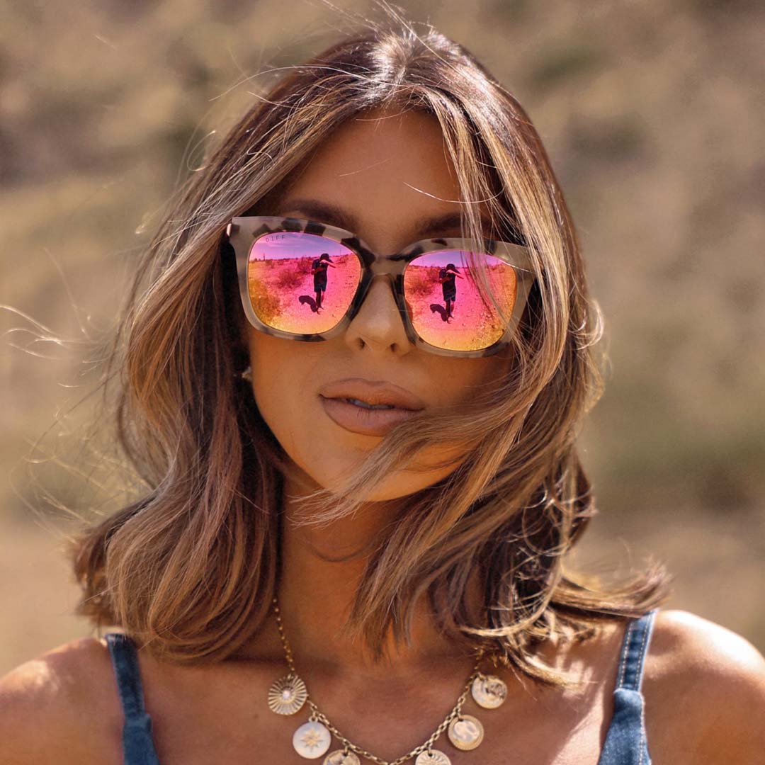 BELLA - CREAM TORTOISE + PINK MIRROR SUNGLASSES - Image 5
