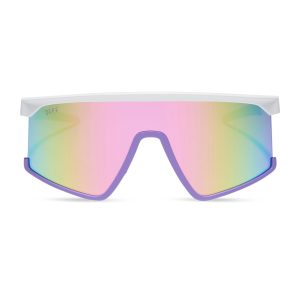 SPIKE - MATTE WHITE + LAVENDER + SHERBET RAINBOW MIRROR + POLARIZED SUNGLASSES