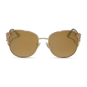 BELLE - GOLD + BROWN LENS W/ GOLD FLASH + POLARIZED SUNGLASSES